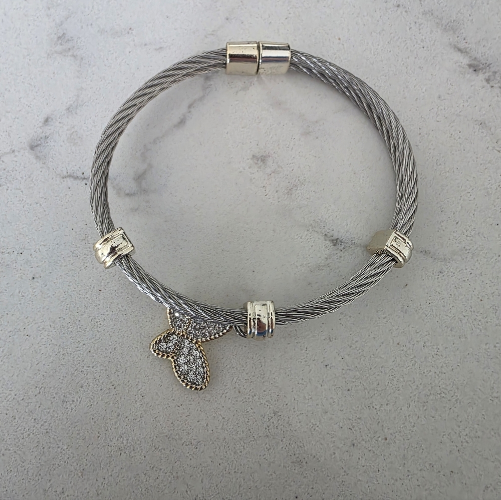 Chic Silver and Gold Butterfly Bracelet
